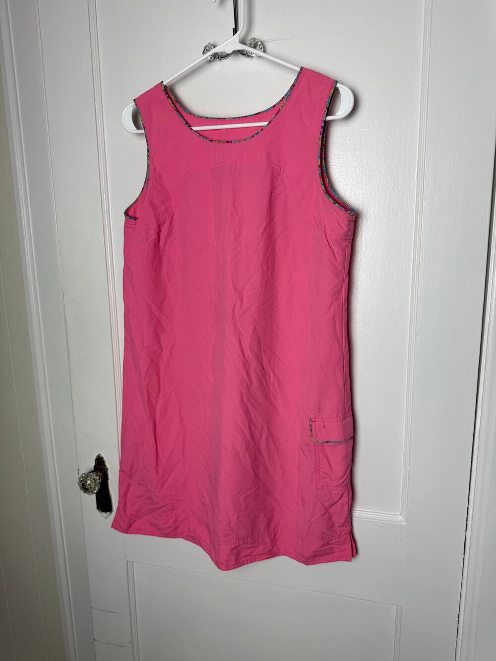 Sahalie Pink Nylon Sleeveless Short Shift Dress Women's Medium Tropical Resort